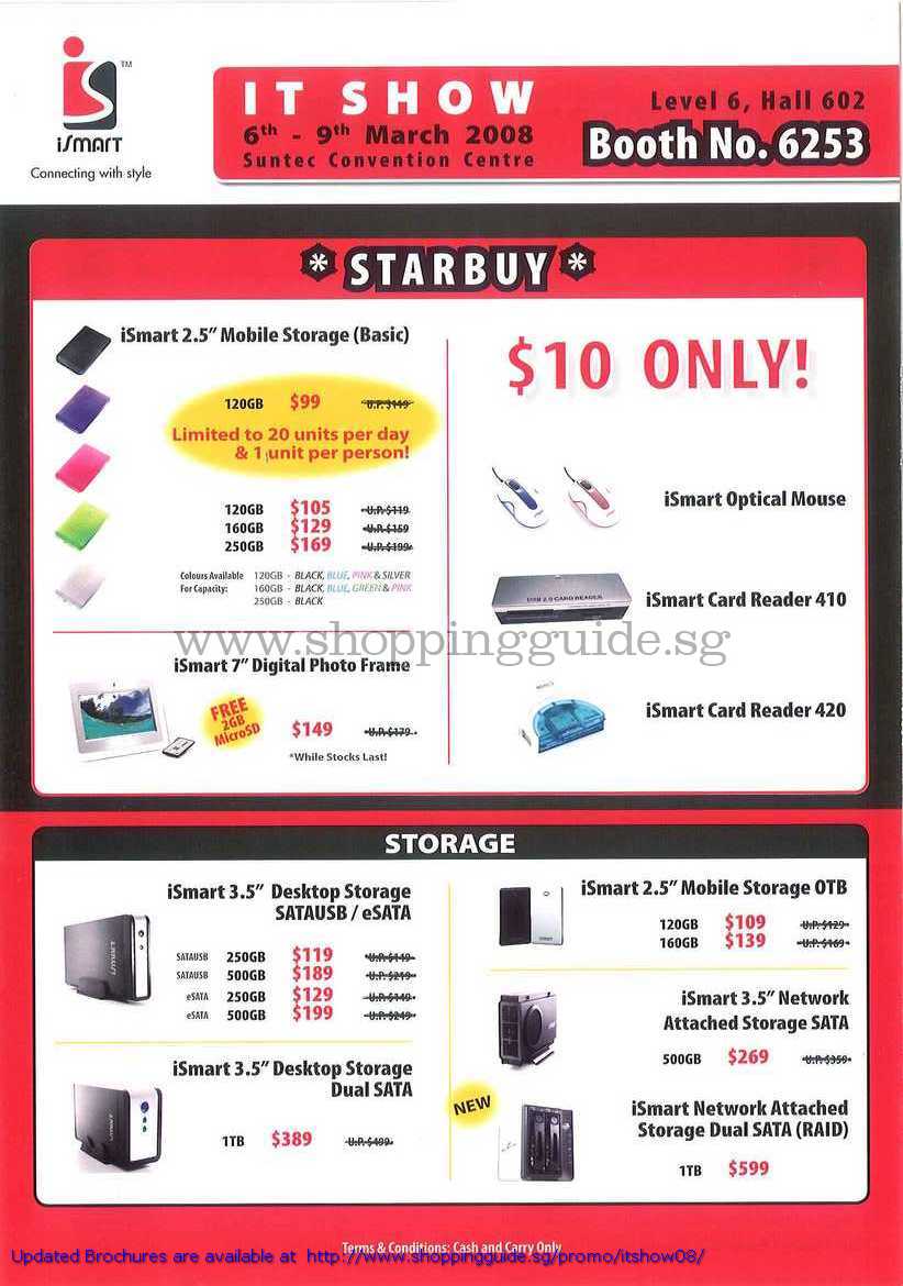 IT Show 2008 price list image brochure of ISmart Mobile Storage External Mouse Reader Desktop ESata USB OTB8