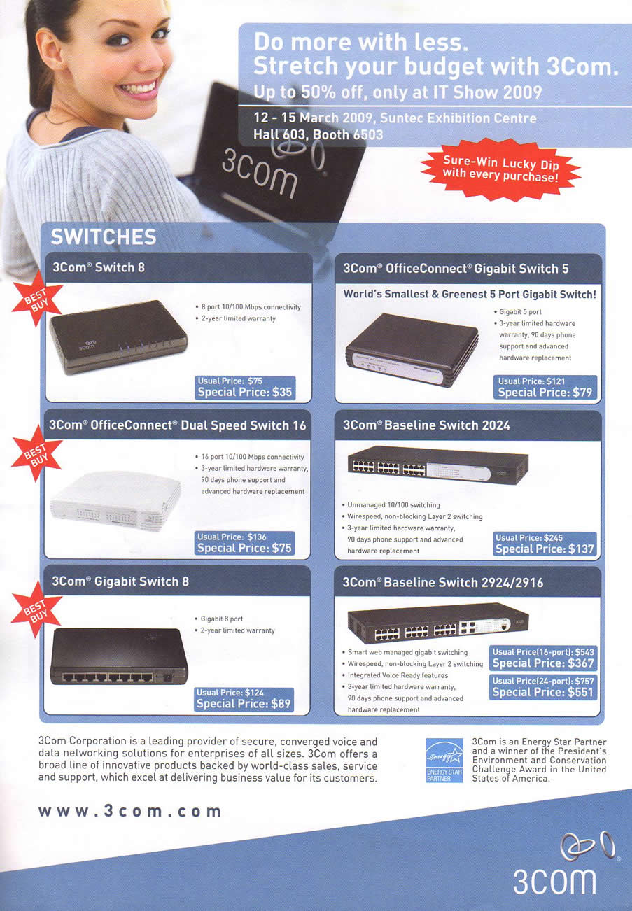 IT Show 2009 price list image brochure of 3Com Switches (coldfreeze)