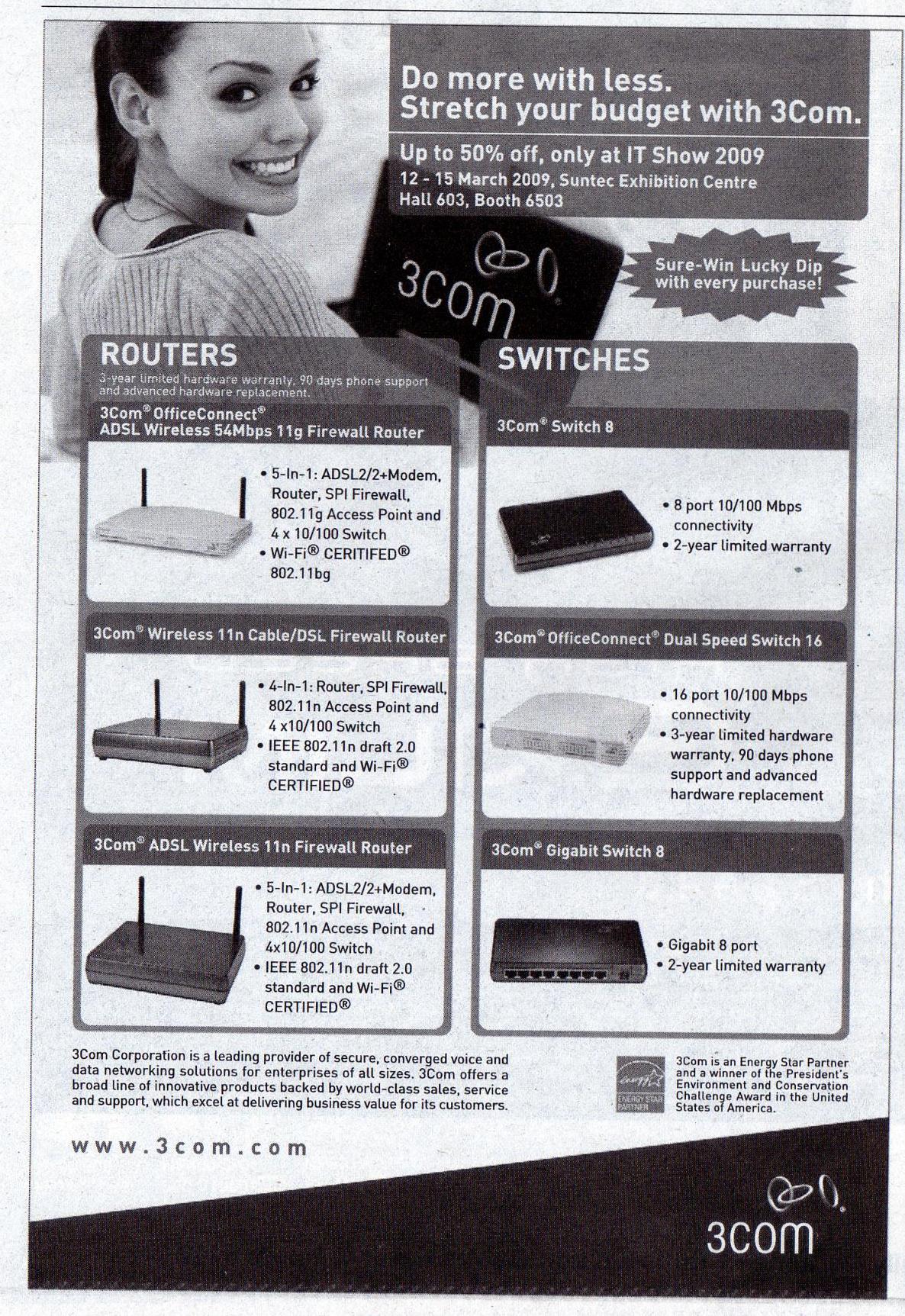 IT Show 2009 price list image brochure of 3com Routers Switches (coldfreeze)