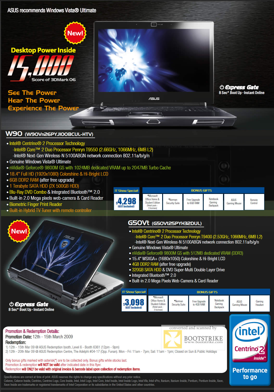 IT Show 2009 price list image brochure of ASUS Laptop W90 G50Vt