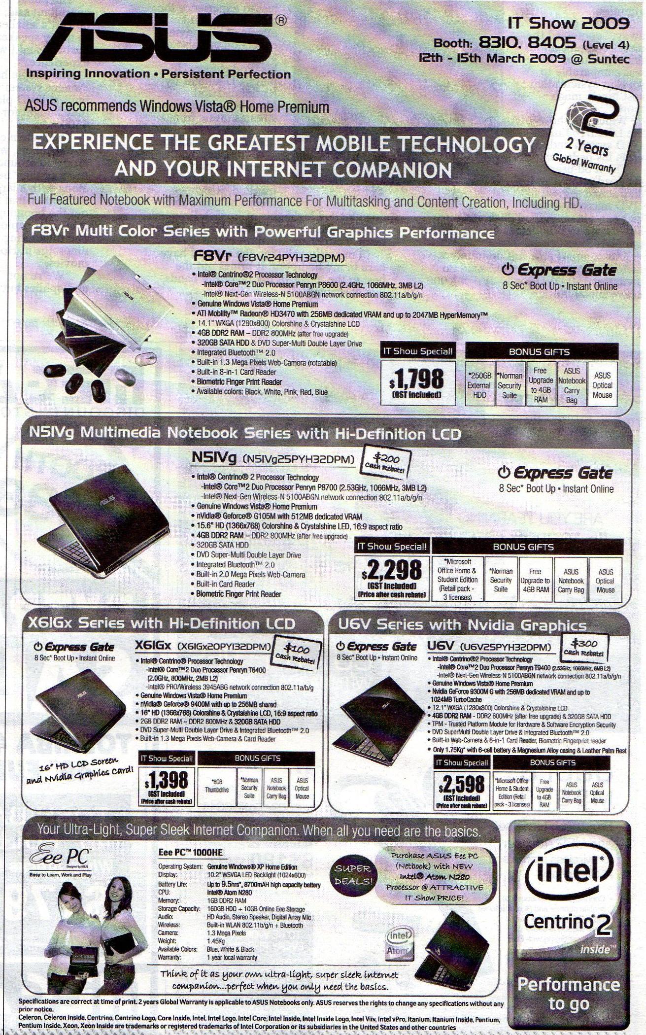 IT Show 2009 price list image brochure of ASUS Laptop (coldfreeze)
