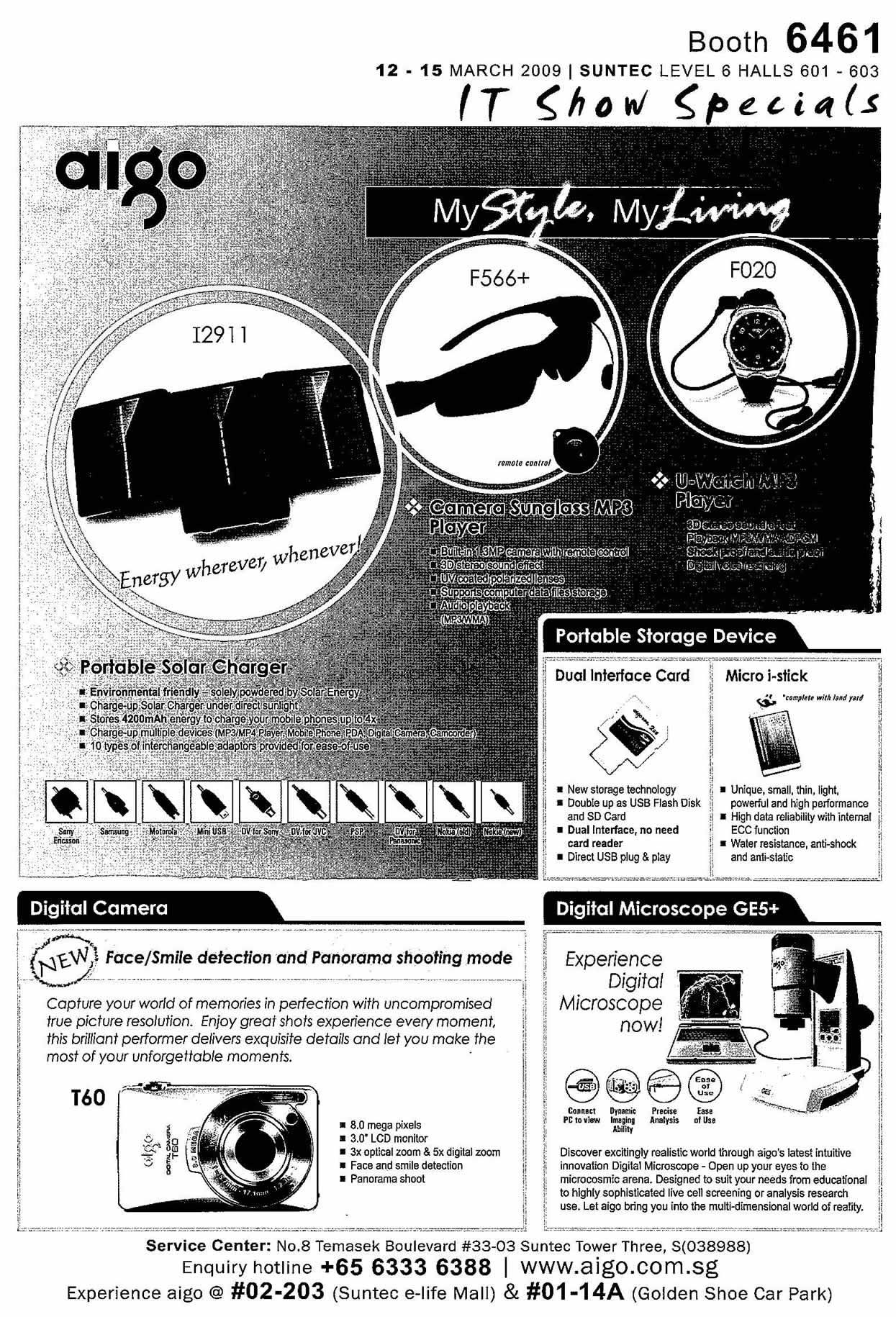 IT Show 2009 price list image brochure of Aigo Solar Charger Camera Storage Microscope (tclong)