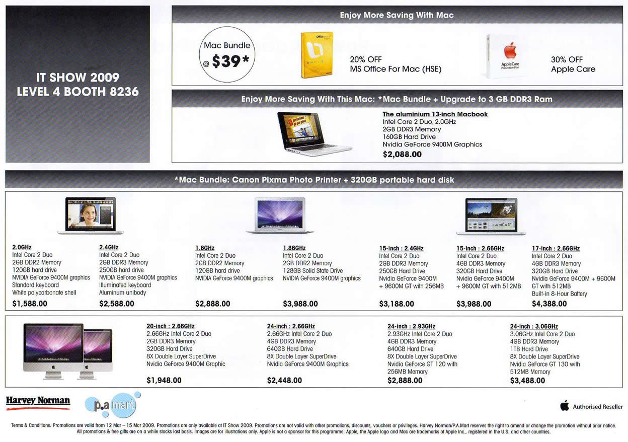 IT Show 2009 price list image brochure of Apple Harvey Norman PA Mart 1 (coldfreeze)