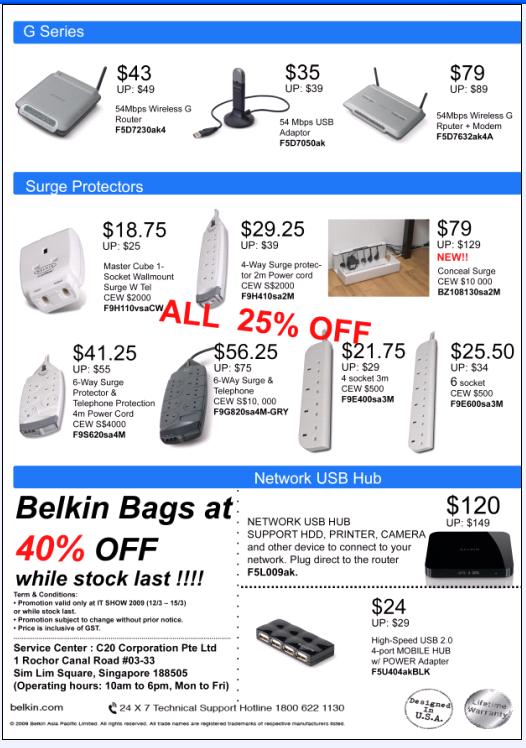 IT Show 2009 price list image brochure of Belkin Back