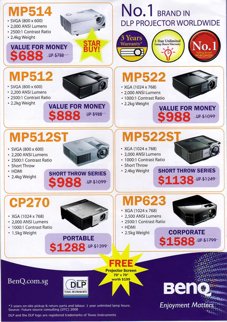 IT Show 2009 price list image brochure of BenQ Projectors (coldfreeze)
