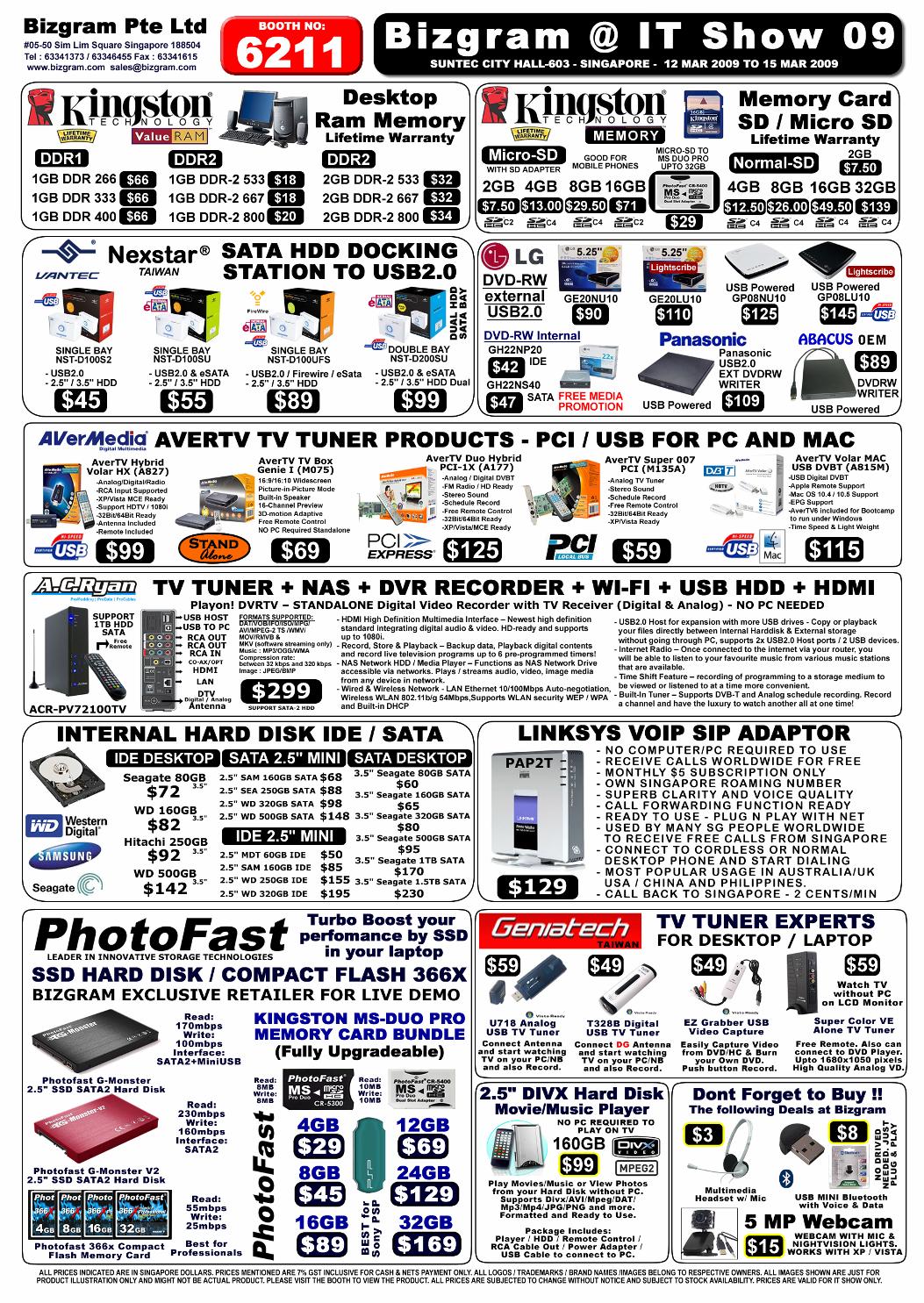 IT Show 2009 price list image brochure of Bizgram Back
