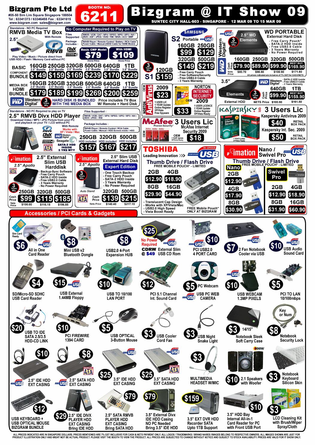 IT Show 2009 price list image brochure of Bizgram Front
