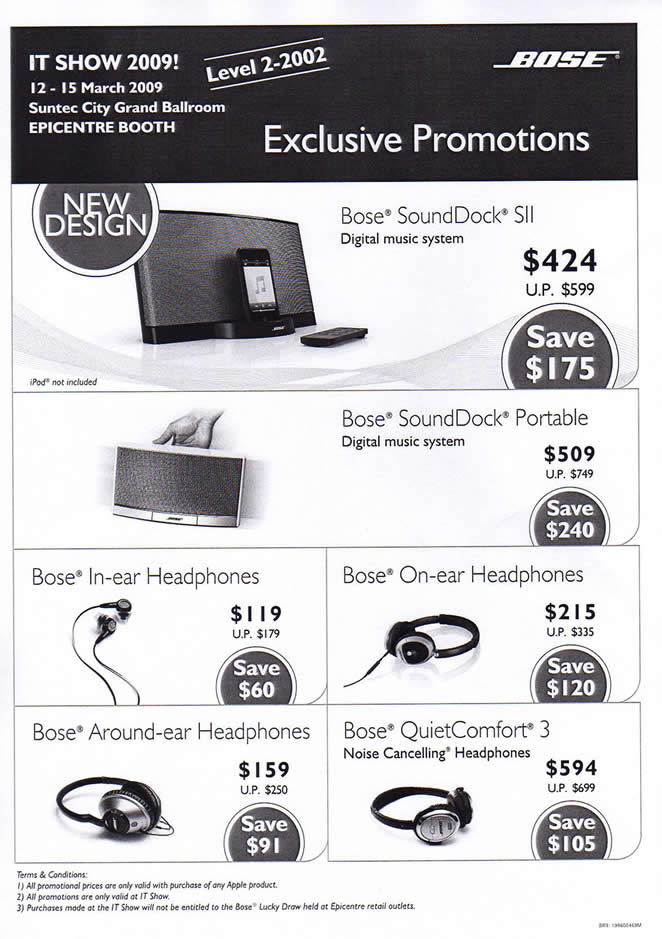 IT Show 2009 price list image brochure of Bose Speakers Headphones (coldfreeze)