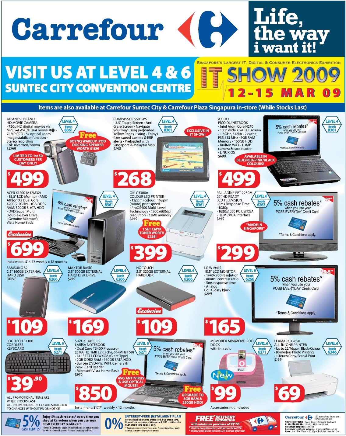 IT Show 2009 price list image brochure of Carrefour GPS Camera Acer Palladin Axioo Etc