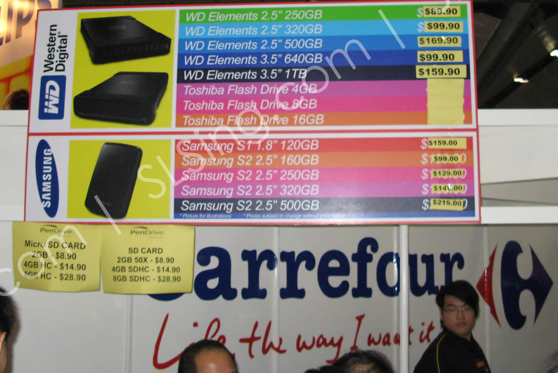 IT Show 2009 price list image brochure of Carrefour Western Digital Samsung Storage (vr-zone Booest)