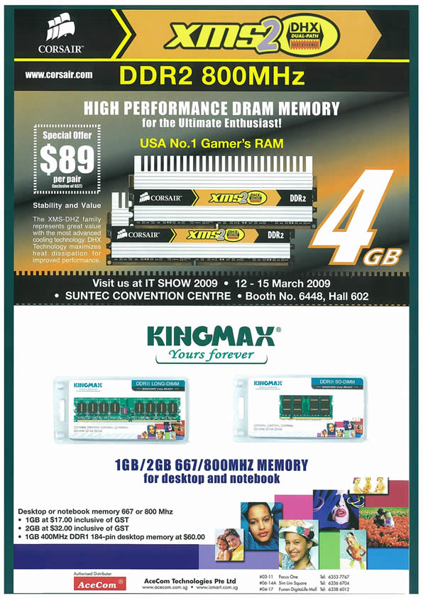 IT Show 2009 price list image brochure of Corsair XMS2 DHX 4GB (tclong)