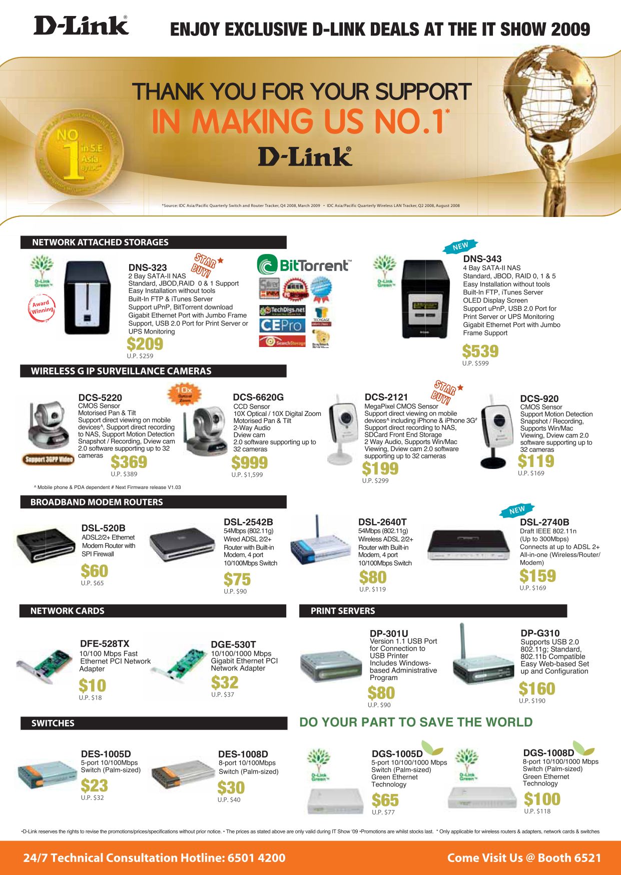 IT Show 2009 price list image brochure of D-Link NAS Router Modem Network Cards Switches Print Servers P2