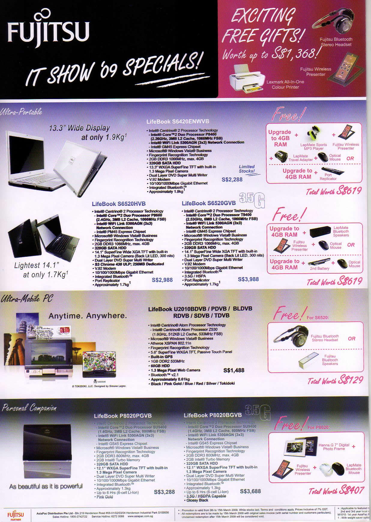 IT Show 2009 price list image brochure of Fujitsu Lifebook 2 (coldfreeze)