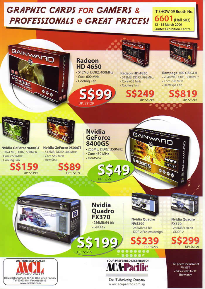 IT Show 2009 price list image brochure of Gainward Quadro Graphic Cards (coldfreeze)