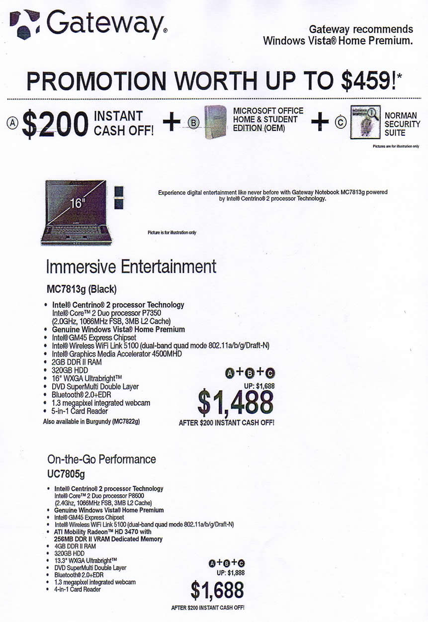 IT Show 2009 price list image brochure of Gateway Notebooks (coldfreeze)
