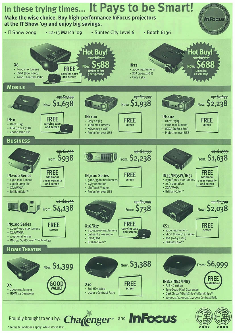 IT Show 2009 price list image brochure of Infocus Projectors Challenger 2 (tclong)