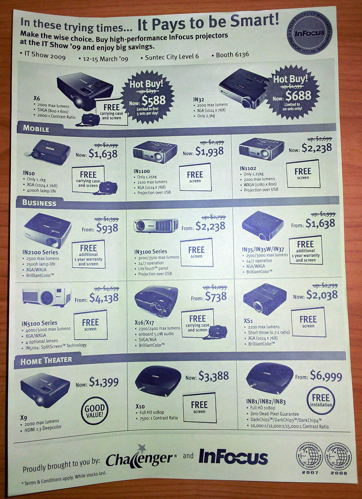 IT Show 2009 price list image brochure of Infocus Projectors