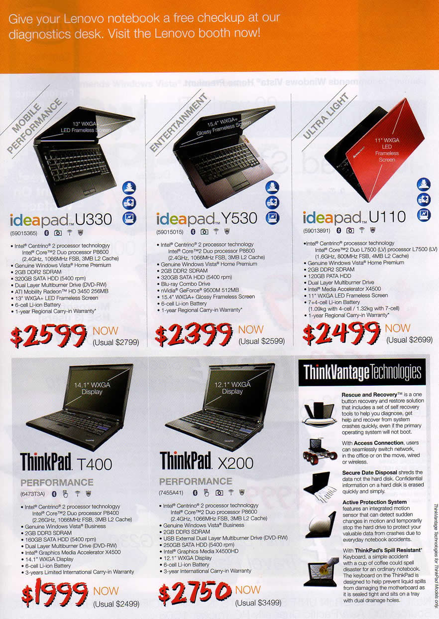 IT Show 2009 price list image brochure of Lenovo Ideapad Thinkpad (coldfreeze)