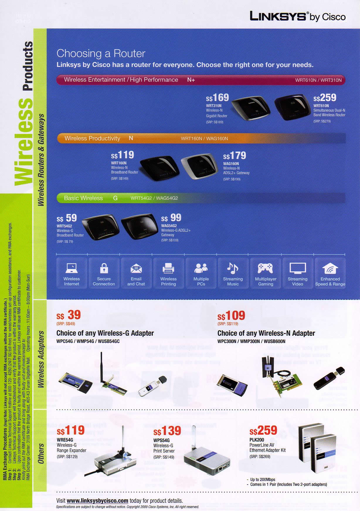 IT Show 2009 price list image brochure of Linksys Wireless Powerline (coldfreeze)
