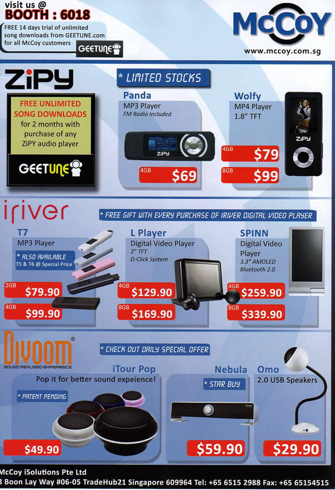 IT Show 2009 price list image brochure of Mccoy Zipy Iriver Divoom (coldfreeze)