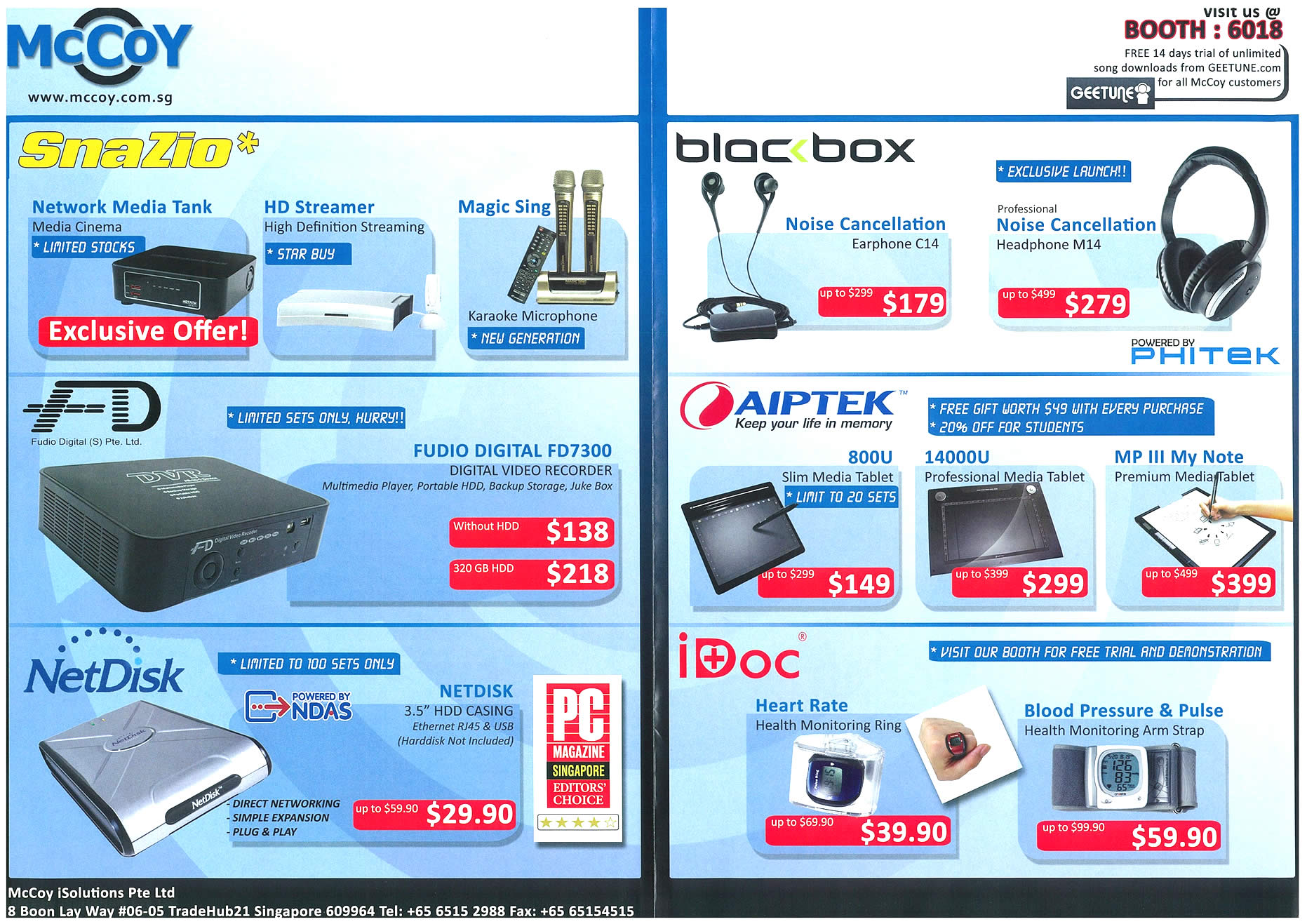 IT Show 2009 price list image brochure of Mccoy Snazio Fd Netdisk Blacbox Aiptek Idoc Tclong