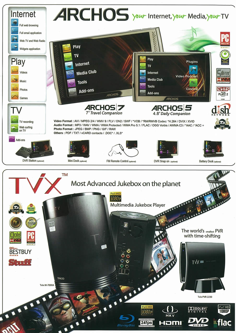 IT Show 2009 price list image brochure of Memoryworld Archos Tvx Tclong