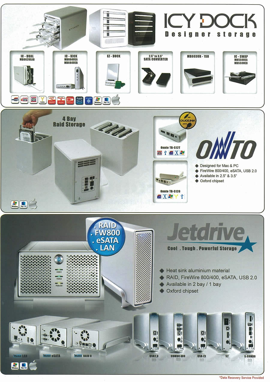 IT Show 2009 price list image brochure of Memoryworld Icy Dock Onto Jetdrive Tclong