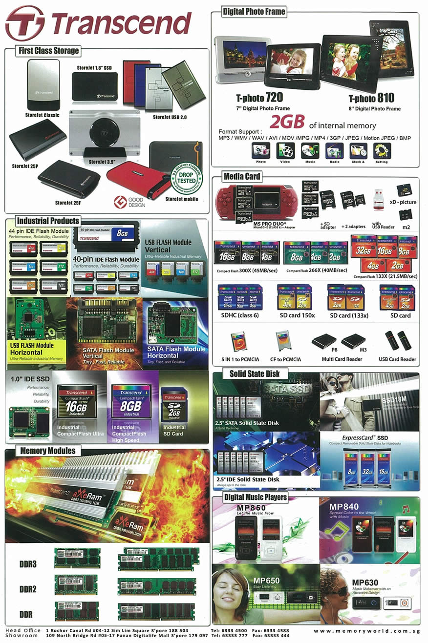 IT Show 2009 price list image brochure of Memoryworld Transcend Tclong