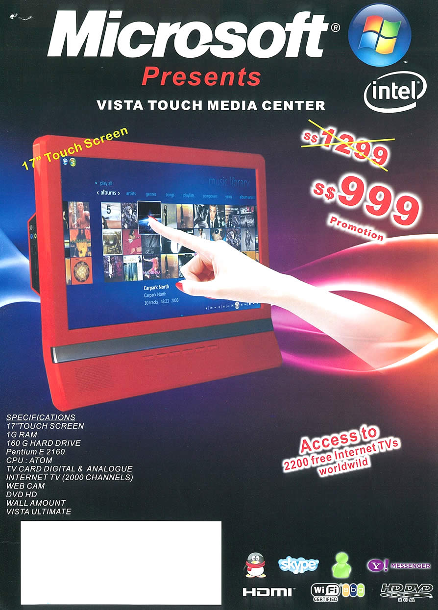 IT Show 2009 price list image brochure of Microsoft Vista Touch Media Center Tclong