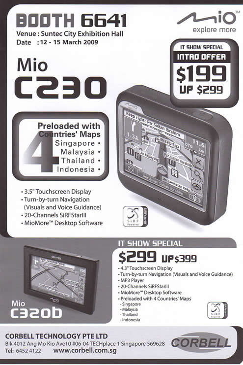 IT Show 2009 price list image brochure of Mio C230 C320b GPS (coldfreeze)