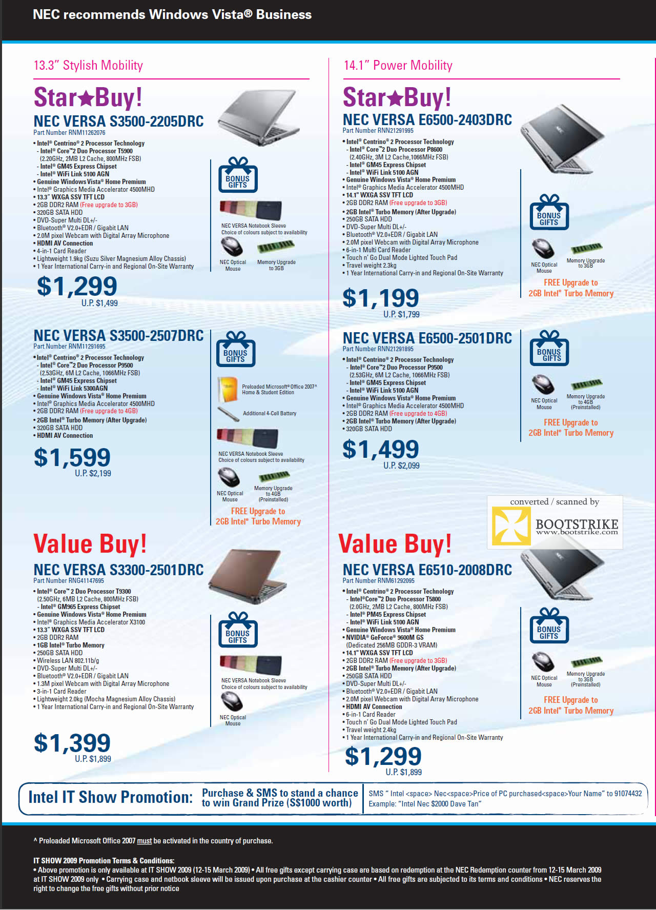 IT Show 2009 price list image brochure of NEC Versa Laptops 2
