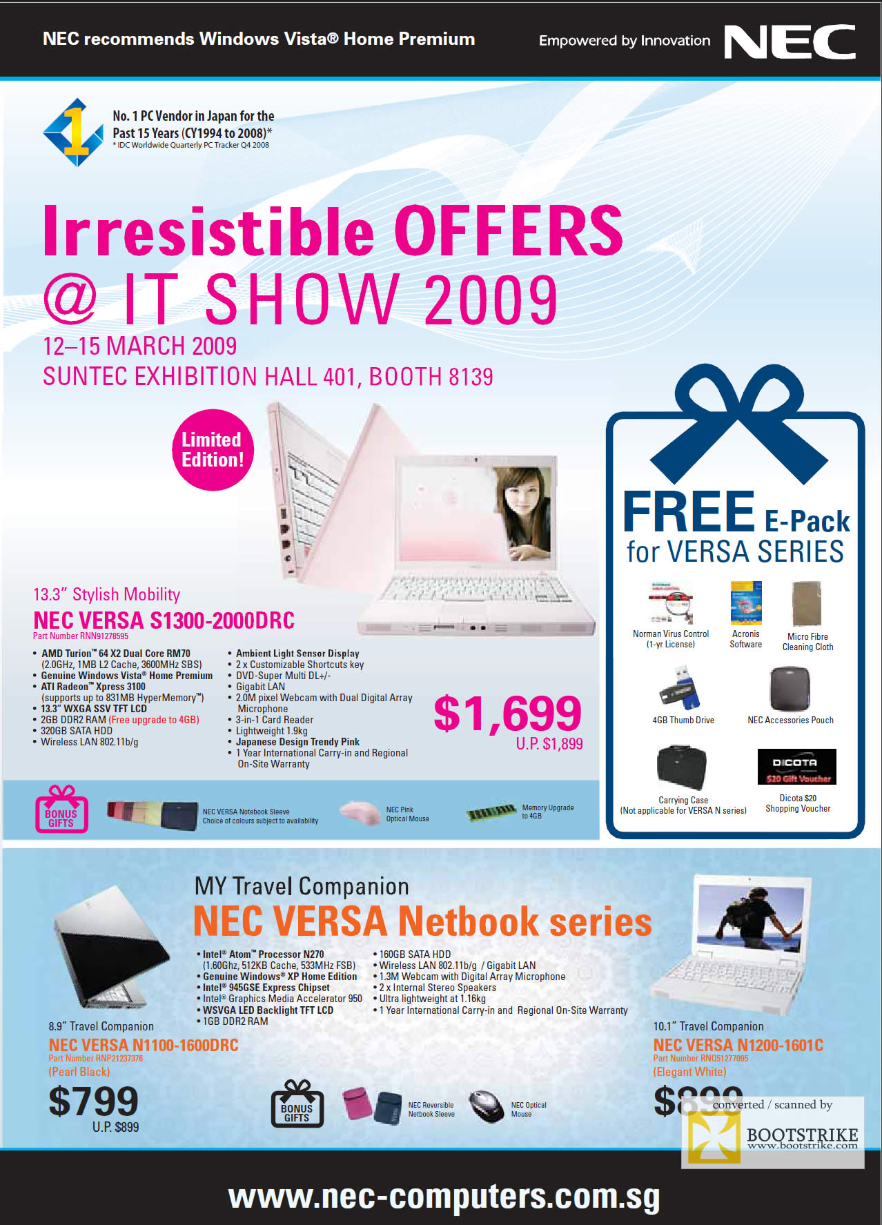 IT Show 2009 price list image brochure of NEC Versa Laptops 3