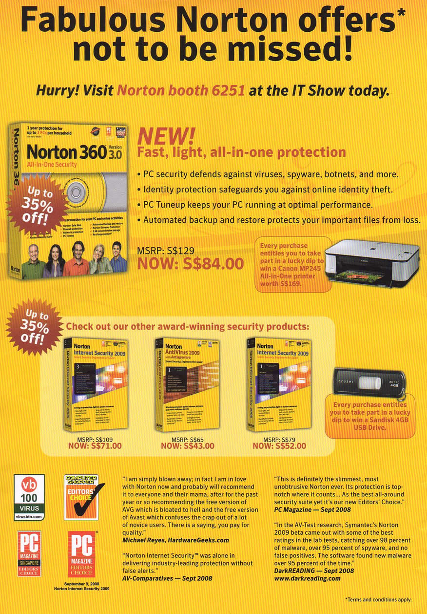 IT Show 2009 price list image brochure of Norton 360 Internet Security AntiVirus (coldfreeze)