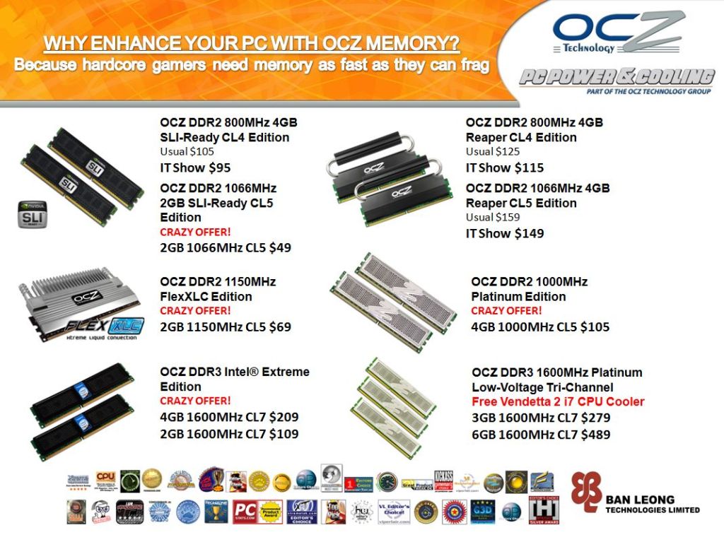 IT Show 2009 price list image brochure of OCZ Memory (Ban Leong)