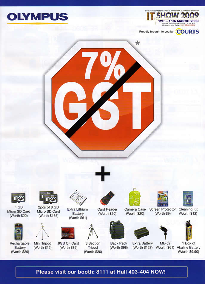 IT Show 2009 price list image brochure of Olympus GST (coldfreeze)