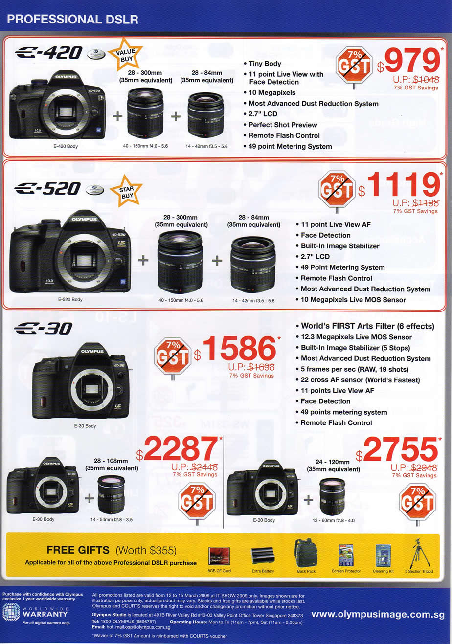 IT Show 2009 price list image brochure of Olympus Image DSLR Cameras (coldfreeze)