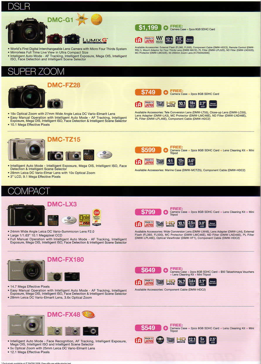 IT Show 2009 price list image brochure of Panasonic DSLR Compact Cameras (coldfreeze)