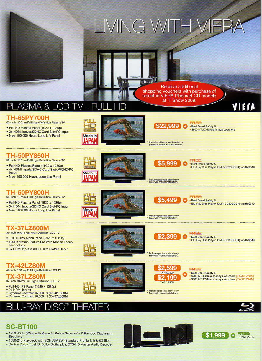 IT Show 2009 price list image brochure of Panasonic Plasma Blue Ray LCD TV (coldfreeze)