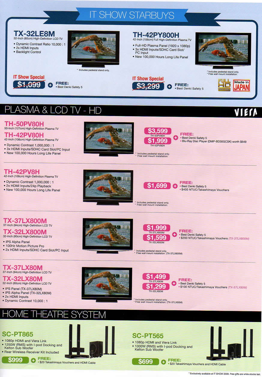 IT Show 2009 price list image brochure of Panasonic Plasma LCD TV Home Theatre (coldfreeze)