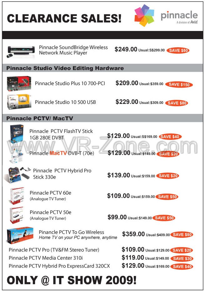 IT Show 2009 price list image brochure of Pinnacle 3 VR-Zone