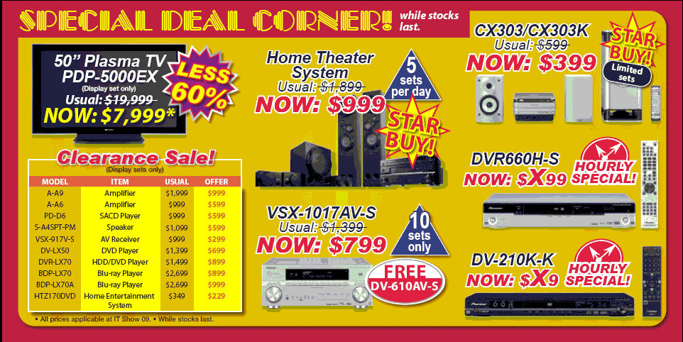 IT Show 2009 price list image brochure of Pioneer Special Deal Corner
