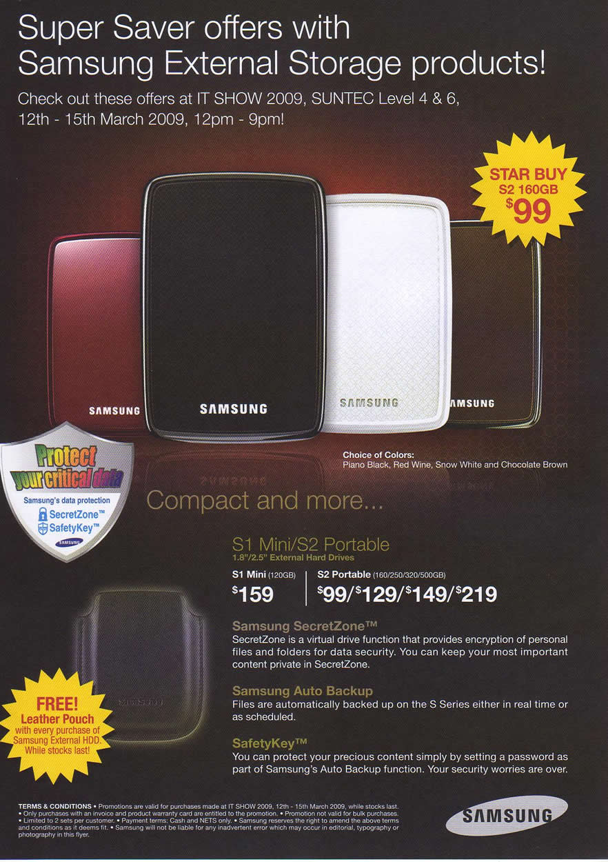 IT Show 2009 price list image brochure of Samsung External Storage (coldfreeze)