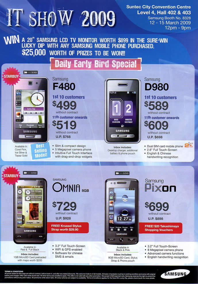 IT Show 2009 price list image brochure of Samsung PDA Omnia Pixon (coldfreeze)