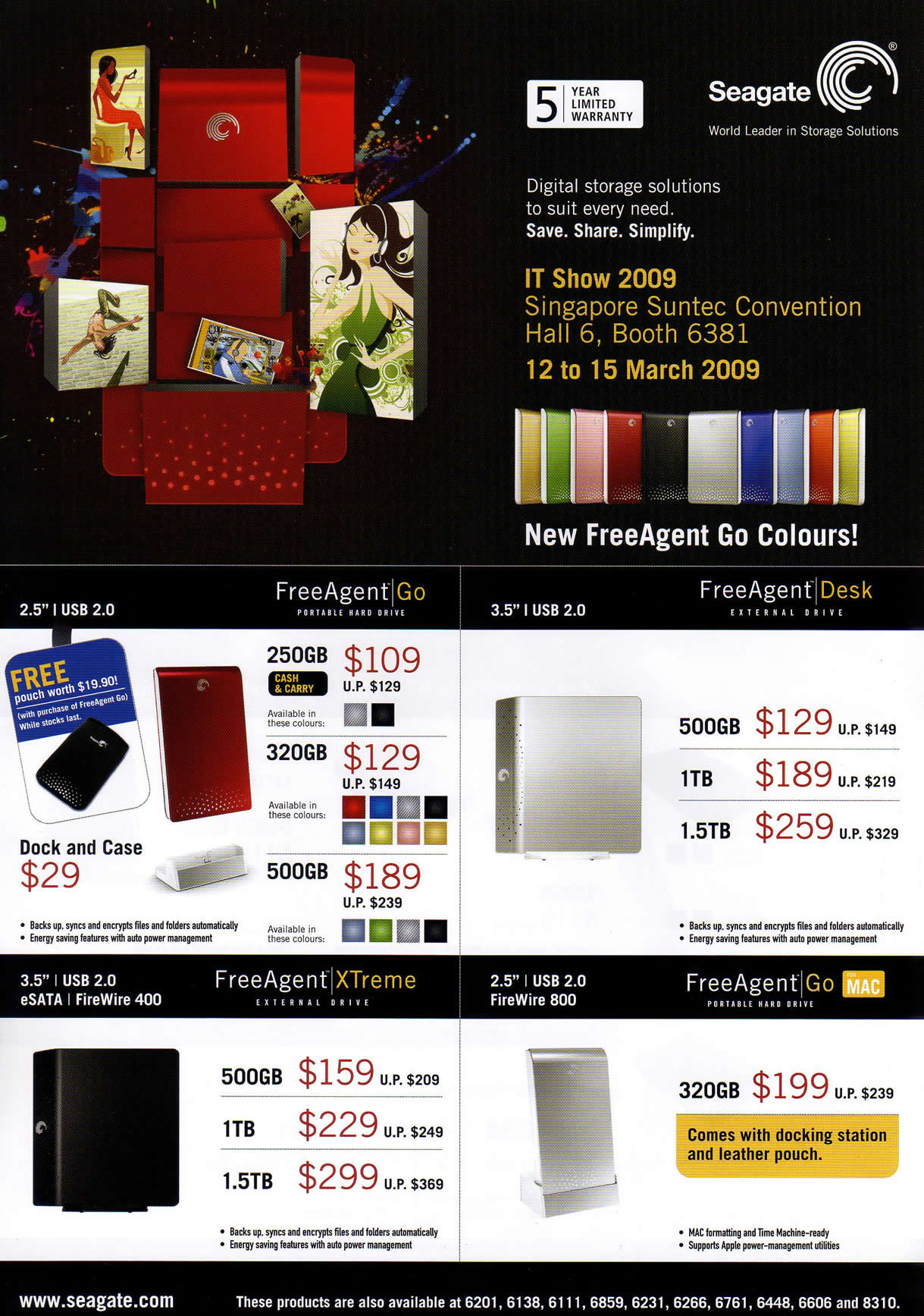 IT Show 2009 price list image brochure of Seagate External HDD FreeAgent (coldfreeze)