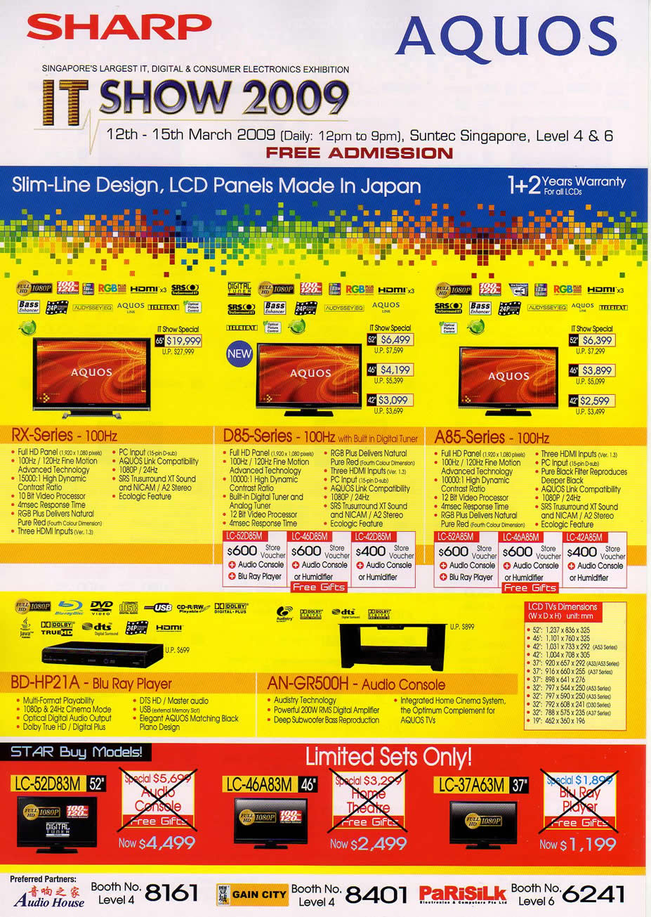 IT Show 2009 price list image brochure of Sharp Aquos LCD TV Blu Ray (coldfreeze)