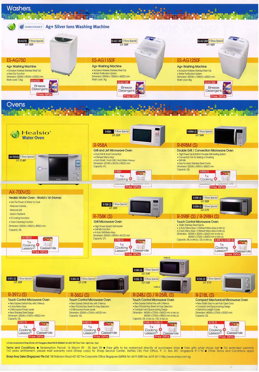 IT Show 2009 price list image brochure of Sharp Washers Ovens (coldfreeze)