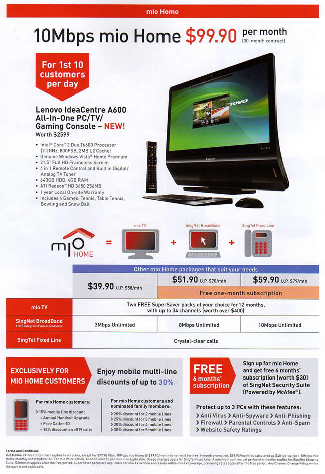 IT Show 2009 price list image brochure of Singtel Mio Home (coldfreeze)