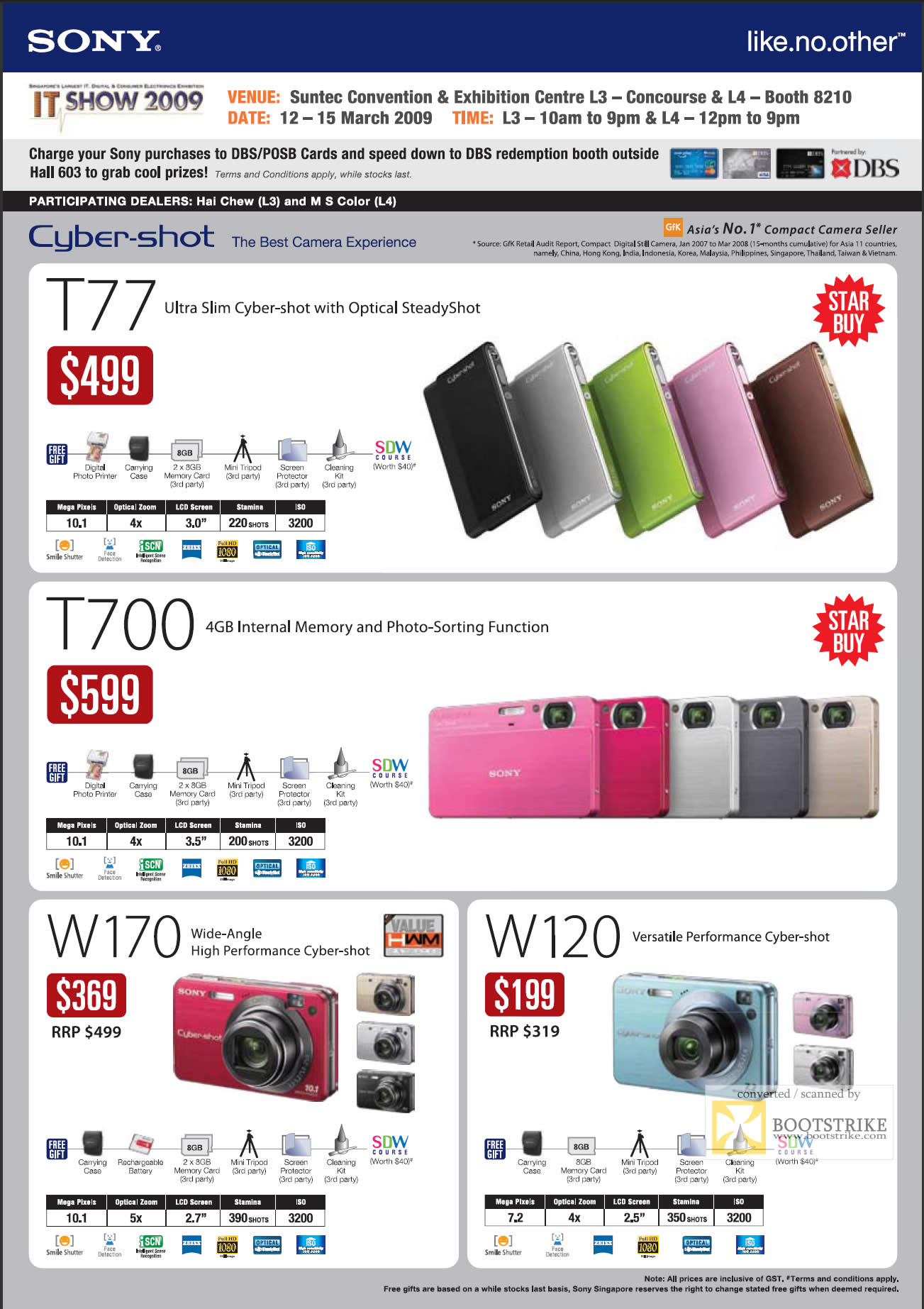 IT Show 2009 price list image brochure of Sony Cyber-shot T W Series
