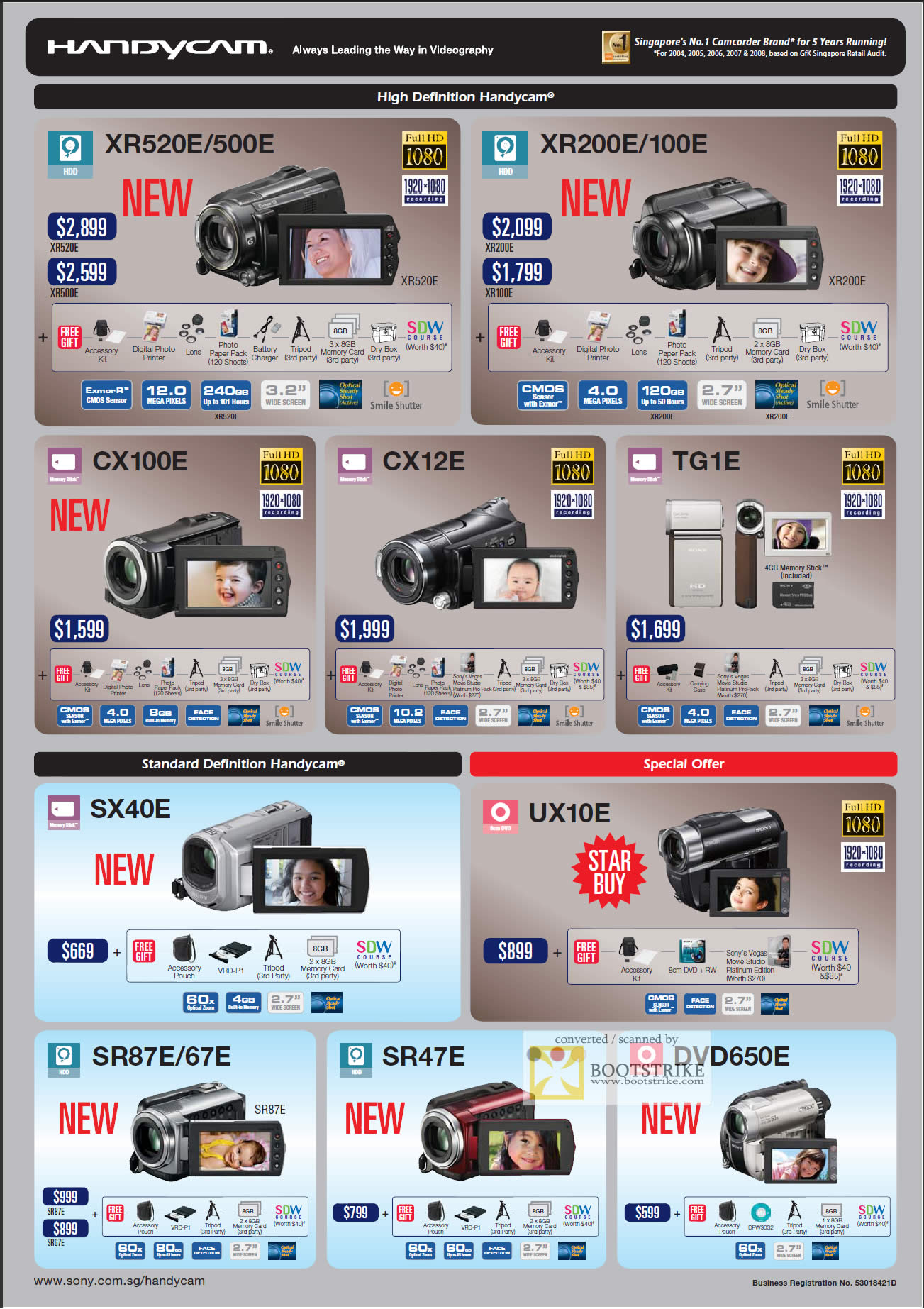 IT Show 2009 price list image brochure of Sony HandyCam Camcorders