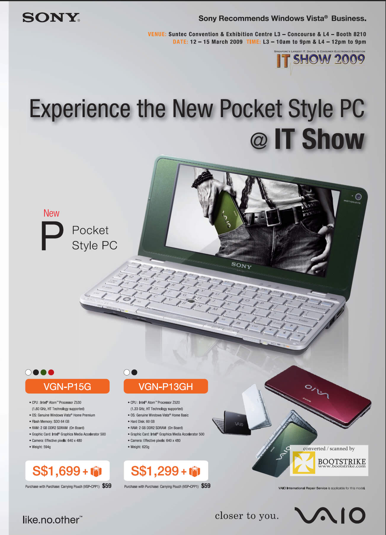 IT Show 2009 price list image brochure of Sony Pocket Style PC